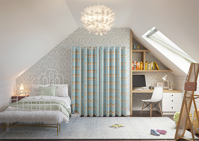 Teddy Trails, Baby Blue - Made to Measure Curtains - Image 15